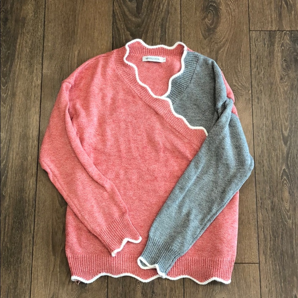 Misslook Multicolored Scalloped Sweater Size S